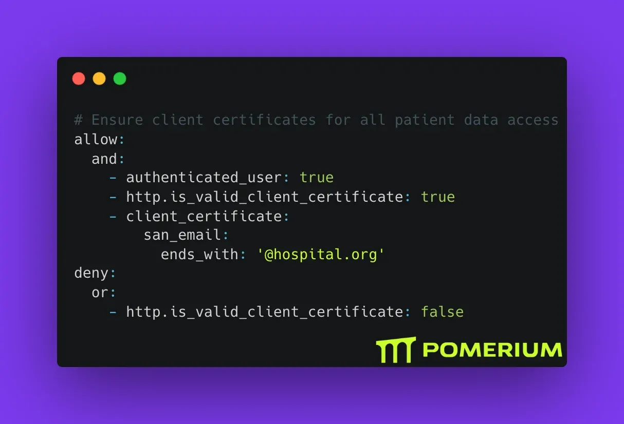 Diagram of context-aware HIPAA access with Pomerium