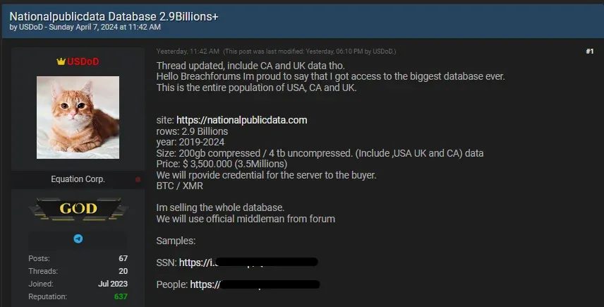 2.9 Billion Social Security Number Breach