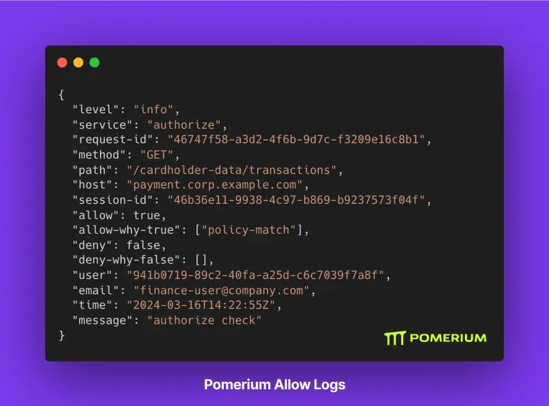 Pomerium Allow Log